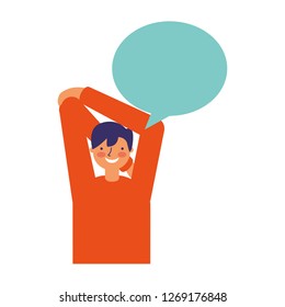 man stretching activity speech bubble