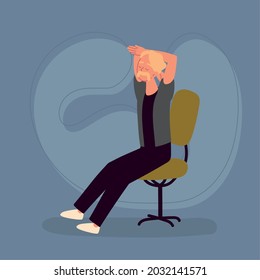 man stretching arms sitting on chair