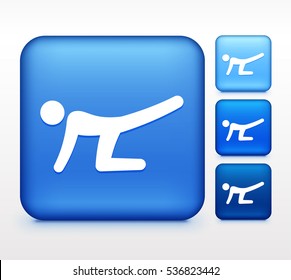 Man Stretching Colorful Square Button