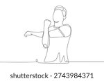 Man stretching. Stretching concept one-line drawing