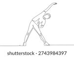 Man stretching. Stretching concept one-line drawing