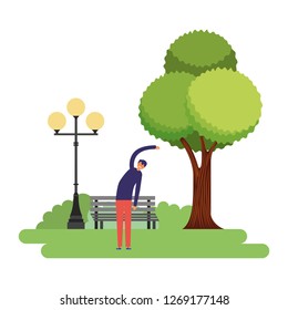 man stretching daily routine in the park
