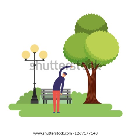 man stretching daily routine in the park