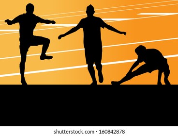 Man stretching exercise warming up vector background