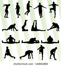 Man stretching exercise warming up vector background