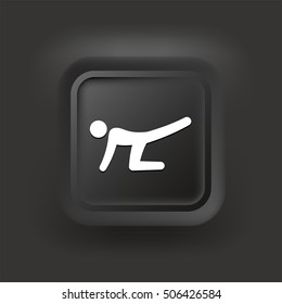 Man Stretching on Black Square Button