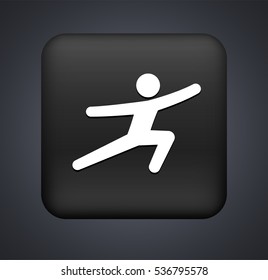 Man Stretching on Black Square Button