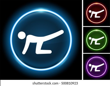 Man Stretching on Glow Round Button