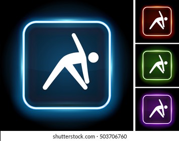 Man Stretching on Glow Square Button