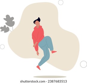 Man Strike An Unusual Poses, Defying The Norms Of Physicality.flat vector illustration