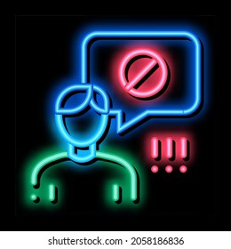 Hombre Tachado Marcar el vector del signo de la luz del neón. Icono brillante símbolo Man Strikethrough Mark. ilustración de símbolo transparente