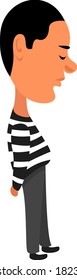 Man with striped shirt, illustration, vector on white background