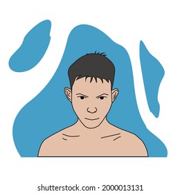 a man with a strong character and an attractive expression. vector half body with cool style