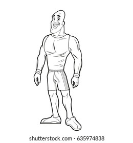 man strong muscle bodybuilding sport image line