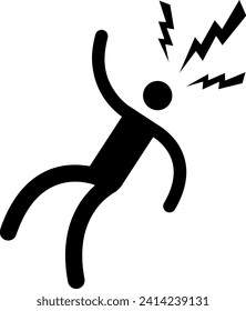 Man struck lighting man icon sign. Warning signs and symbols.
