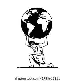 A man struggles to hold up the earth