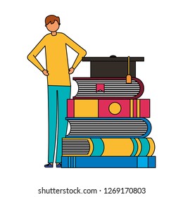 man student books school suppplies