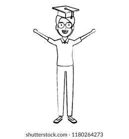 man student celebrating with hat graduation