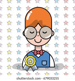 man student with glasses and medal