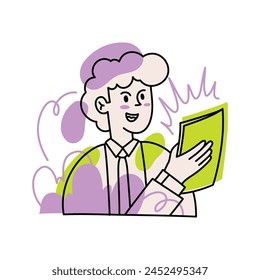 Man student reading book studying Person learning science business preparing for exam