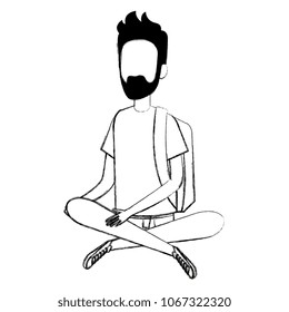 man student sitting on the floor avatar character