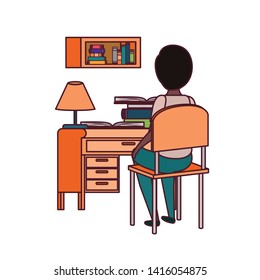 man student sitting in school desk