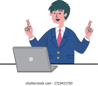 man student uniform laptop computer