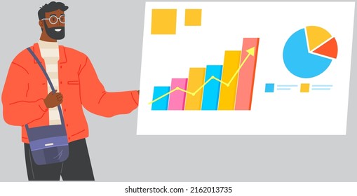 Man studies financial business statistics report on computer. Business data analysis, financial research concept. Businessman works with statistical indicators, diagrams, analytics in office