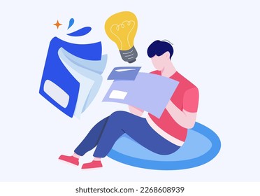 man study while sitting in the rug