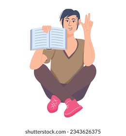Hombre estudiando diseño de ilustración plana 