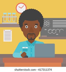Man studying with laptop.