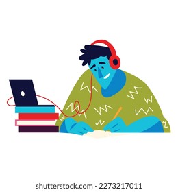man studying online isolated icon