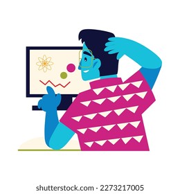 man studying science isolated icon