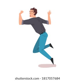 Man Stumbling and Falling Down, Man with Shocked Facial Expression Cartoon Style Vector Illustration on White Background