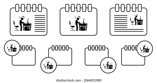 Man stunned vector icon in calender set illustration for ui and ux, website or mobile application