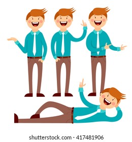 man style office , a person points, vector graphics