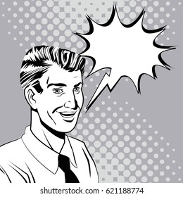 man style pop art bubble speak