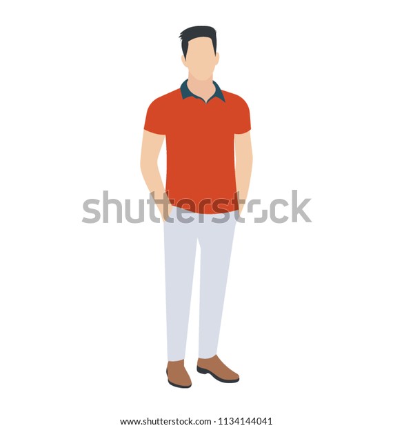 Man Stylish Haircut Standing Decent Pose Stock Vector Royalty