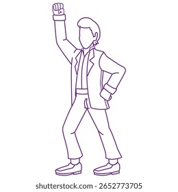 homem, elegante, retro, animado, música, esboço, estilo de vida, rabiscar, mão, homem, minimalismo, conceito, uma linha, desenho, mão desenhada, casado, estúdio, ponteiro, gráfico, elegante, moda, estilo, branco, arte, 