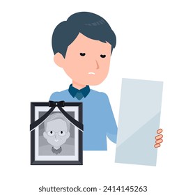 A man submitting a death notification.Vector art that is easy to edit.