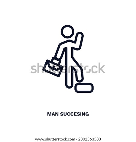 man succesing icon. Thin line man succesing icon from business and finance collection. Outline vector isolated on white background. Editable man succesing symbol can be used web and mobile