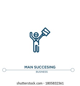 man succesing vector line icon. Simple element illustration. man succesing outline icon from business concept. Can be used for web and mobile
