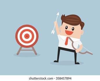 Man success target flat design.