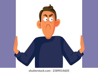 
Man Suffering from Claustrophobia Vector Concept Illustration. Unhappy claustrophobic person feeling uncomfortable in tight spaces
