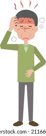A man suffering from fever and headache