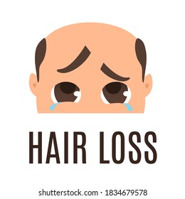 Man suffering from hair loss. Alopecia treatment and transplantation concept. Can be used by clinics and diagnostic centers. Isolated vector illustration.