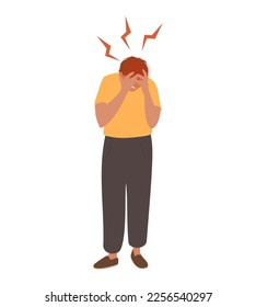 Man suffering from headache.
Health Problem, Disease Symptoms and Unhealthy Body Sickness