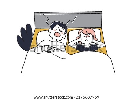 A man suffering from her husband's snoring