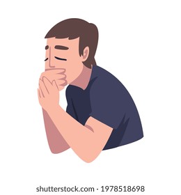 Man Suffering from Nausea, Symptom of Heart Stroke Cartoon Vector Illustration