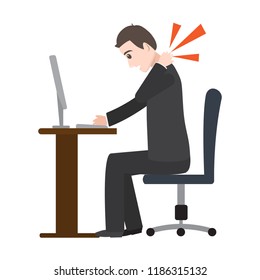 Man Suffering From Neck Pain Icon, Medical Illustration